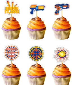 Wrappers: 12 pcs Dart Wars cupcake toppers