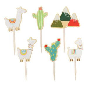 12 pcs Llama cupcake toppers