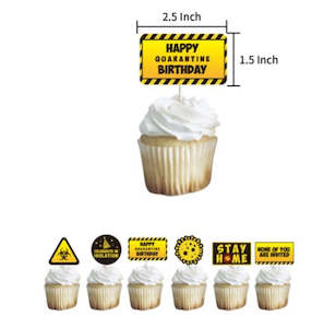 12 pcs Quarantine cupcake toppers