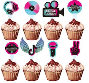 12 pcs Tick Tock cupcake toppers