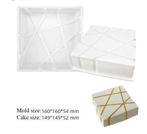 Cake Tins: Square silicon tin with off-set grooves - STR0011