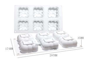 6 hole cavity flat 'cloud' silicon tin - STC0011