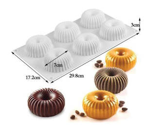 Cake Tins: 6 hole fluted donut silicon mould  -  STC0017