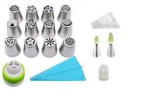 Piping Equipment: 27 pcs Russian nozzle piping set with leaf tips