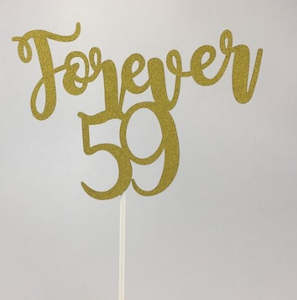 "Forever 59" cake plaque