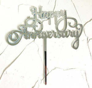 "Happy Anniversary" cake topper