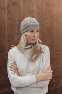 Angora Merino Knitwear: Cable Headband - Mocha