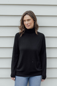 Polo Necks: Classic Merino Polo Neck - Black