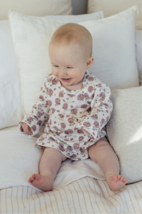 For The Little Ones: Merino Wool Baby Dress - Hydrangea