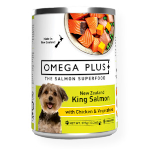 Omega Plus Canned Dog Food King Salmon & Chicken with Vegetables 375g