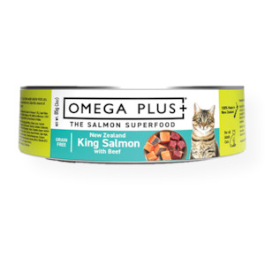 Omega Plus Canned Cat Food King Salmon with Beef 85g