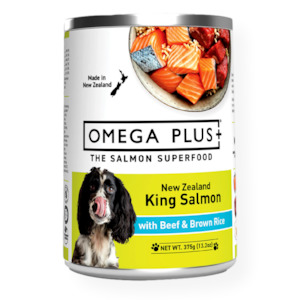 Omega Plus Canned Dog Food King Salmon & Beef with Brown Rice 375g