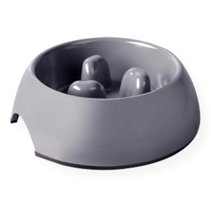 Pet One Melamine Round Slow Down Bowl Light Grey 1.2L