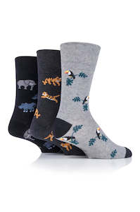 Gentle Grip 3pk Fun Feet Mens Socks - Born Free