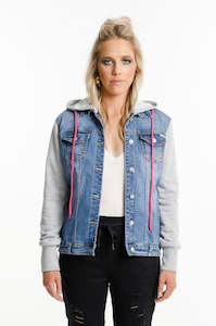 Hooded Denim Jacket - Blue