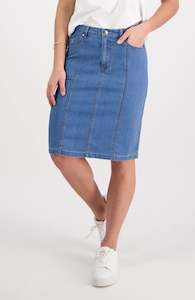 Contrast Stitch Denim Skirt - Light Denim