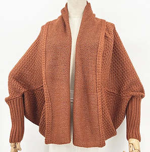 Clothing: Crochet Look Cardi - Rust