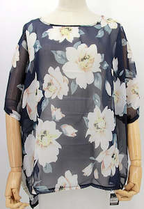 Floral Summer Top - Navy