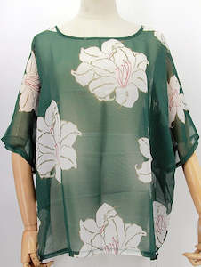 Clothing: Floral Summer Top - Green