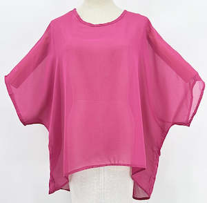 Clothing: Chiffon Overtop With Back Split - Pink