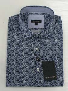 Clothing: Wheels Print S/S Shirt - Black/Blue