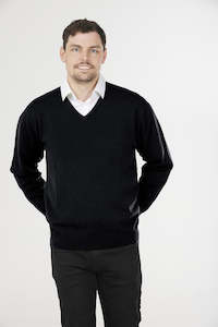 Clothing: V Neck Merino Pullover - Navy