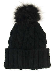 Adult Cable Knit Beanie - Black