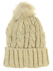 Adult Cable Knit Beanie - Beige