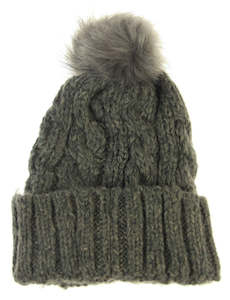 Adult Cable Knit Beanie - Grey