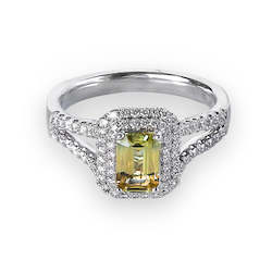 Yellow Sapphire & Diamond Ring