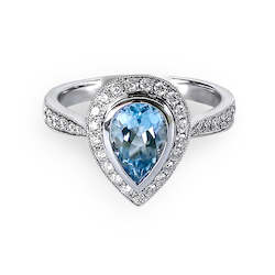 Aquamarine & Diamond Ring