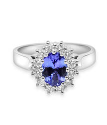 18ct White Gold Diamond & Tanzanite Ring