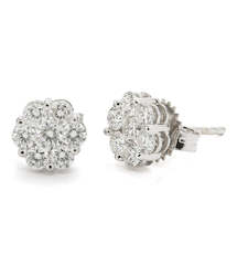 18ct White Gold Diamond Cluster Earrings