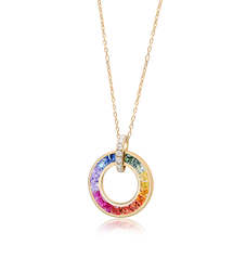 Sapphire & Diamond Circle Pendant