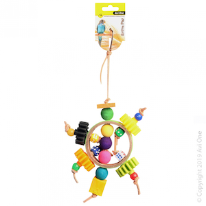 Bird Toys: Avi One Paper Rings with Wooden & Plastic Beads