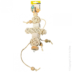 Bird Toys: Avi One Rattan Balls, Wooden Beads and Pumice