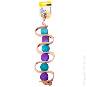 Bird Toys: Avi One Wooden Beads with Leather Strip