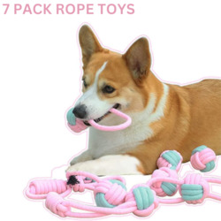 Dog Chew Rope Toys Set - Pack of 7 PCS Cotton Puppy Pet Chew Toys