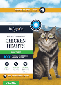 Bailey+Co Chicken Heart Freeze Dried NZ Premium Raw Cat Treats