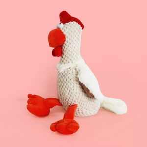 Checkers Plush & PlayClean Squeaky Chew Dog Toy Rooster