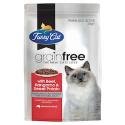 Fussy Cat Adult Grain Free Beef, Kangaroo & Sweet Potato 2.5kg x 4