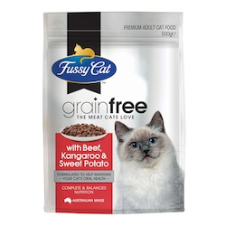 Pet: Fussy Cat Adult Grain Free Beef & Kangaroo with Sweet Potato 500g x 6