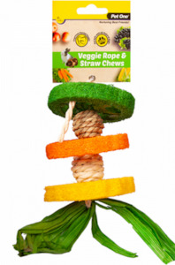 Pet: Pet One Veggie Rope And Straw Chew Hanging Hula 19cm