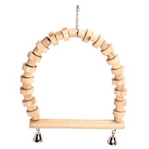 Avi One Parrot Swing Natural Wood W/ Bells 32x48cm