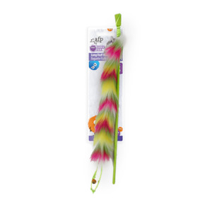 AFP Furry Ball Cat Long Fluff Wand - Pink & Green