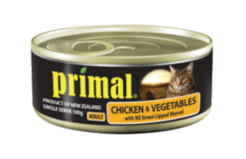 Pet: Primal Cat Wet Chicken & Vegetables Canned 100gm