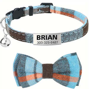 Pet: Cat Collar -  Customised Bow Collar with Personalised tag