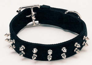 Spiked Macho Wide Dog Collar Black - 37mm