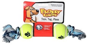 Flossy Chew Dog Toy - Fun Tug Toy with Two Balls - Large