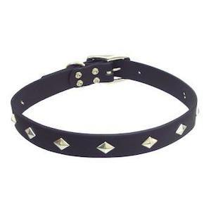 Black Leather Metal Studs Dog Collar